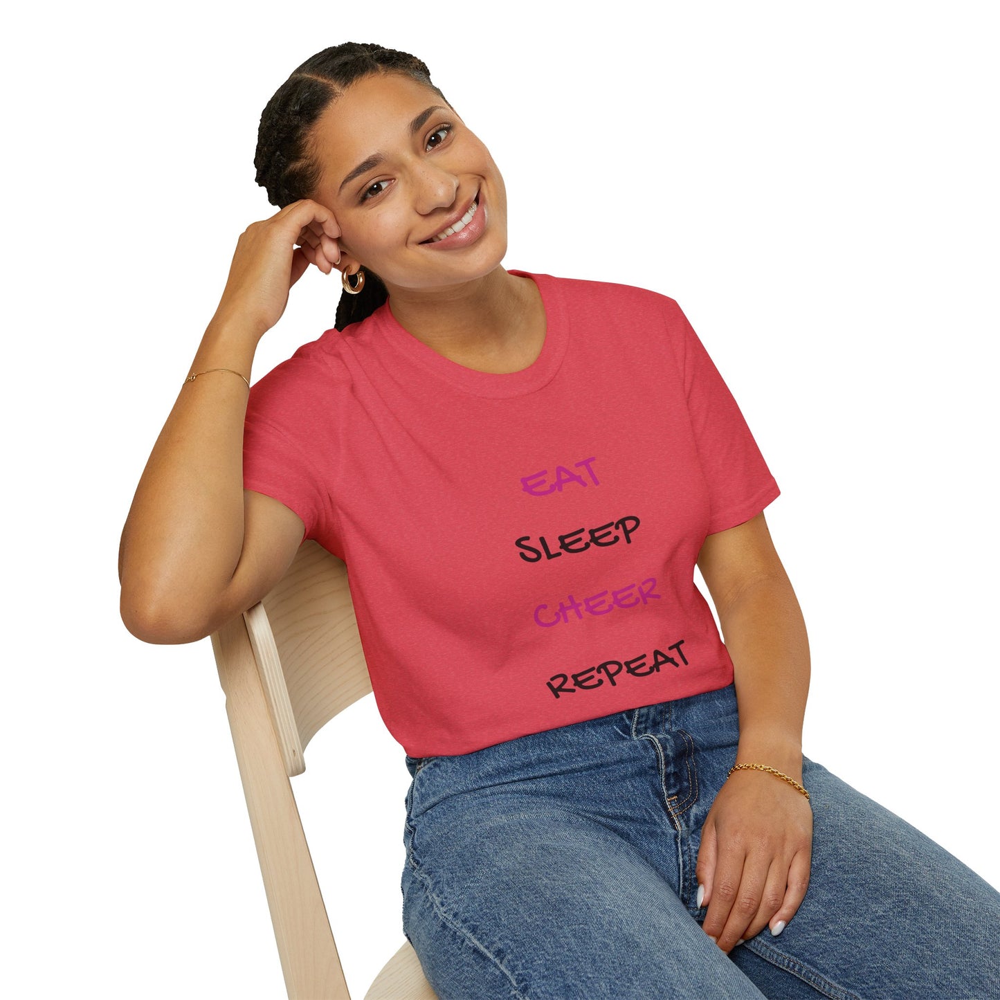 EAT.SLEEP.CHEER.REPEAT Adult T-Shirt