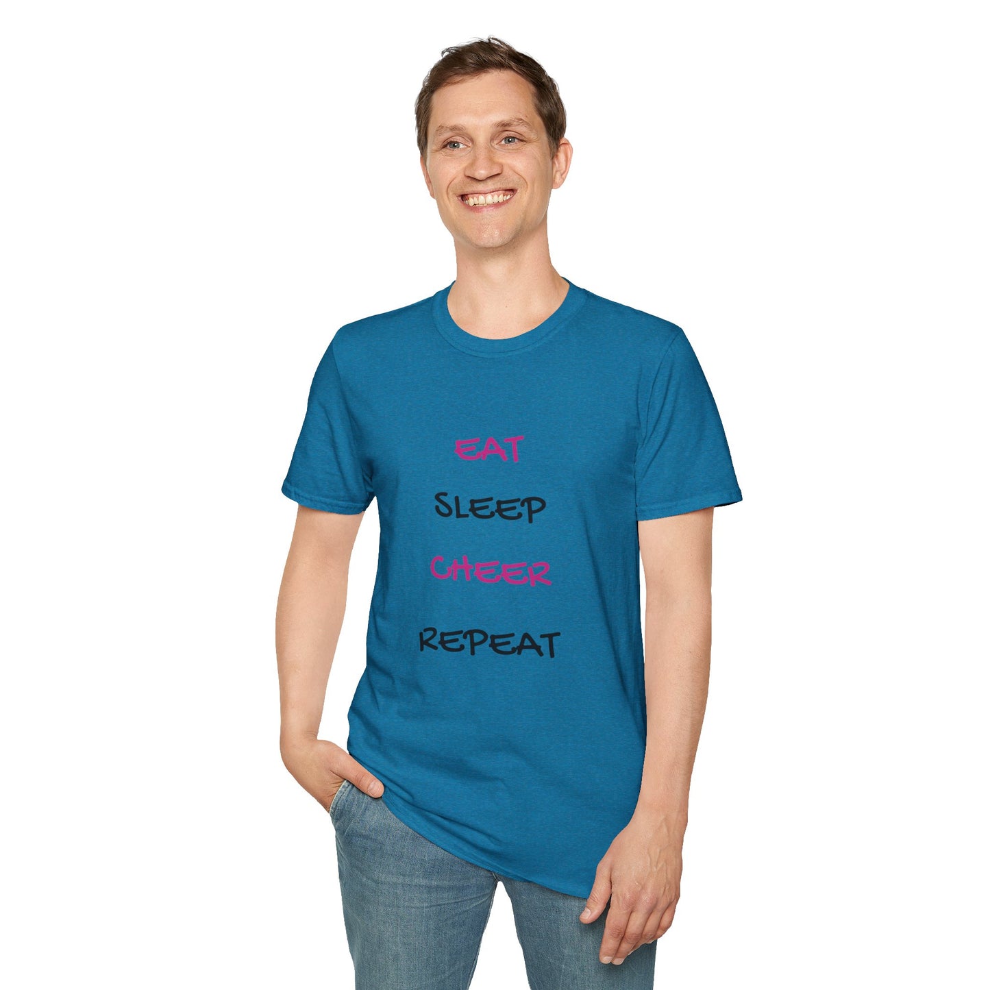 EAT.SLEEP.CHEER.REPEAT Adult T-Shirt