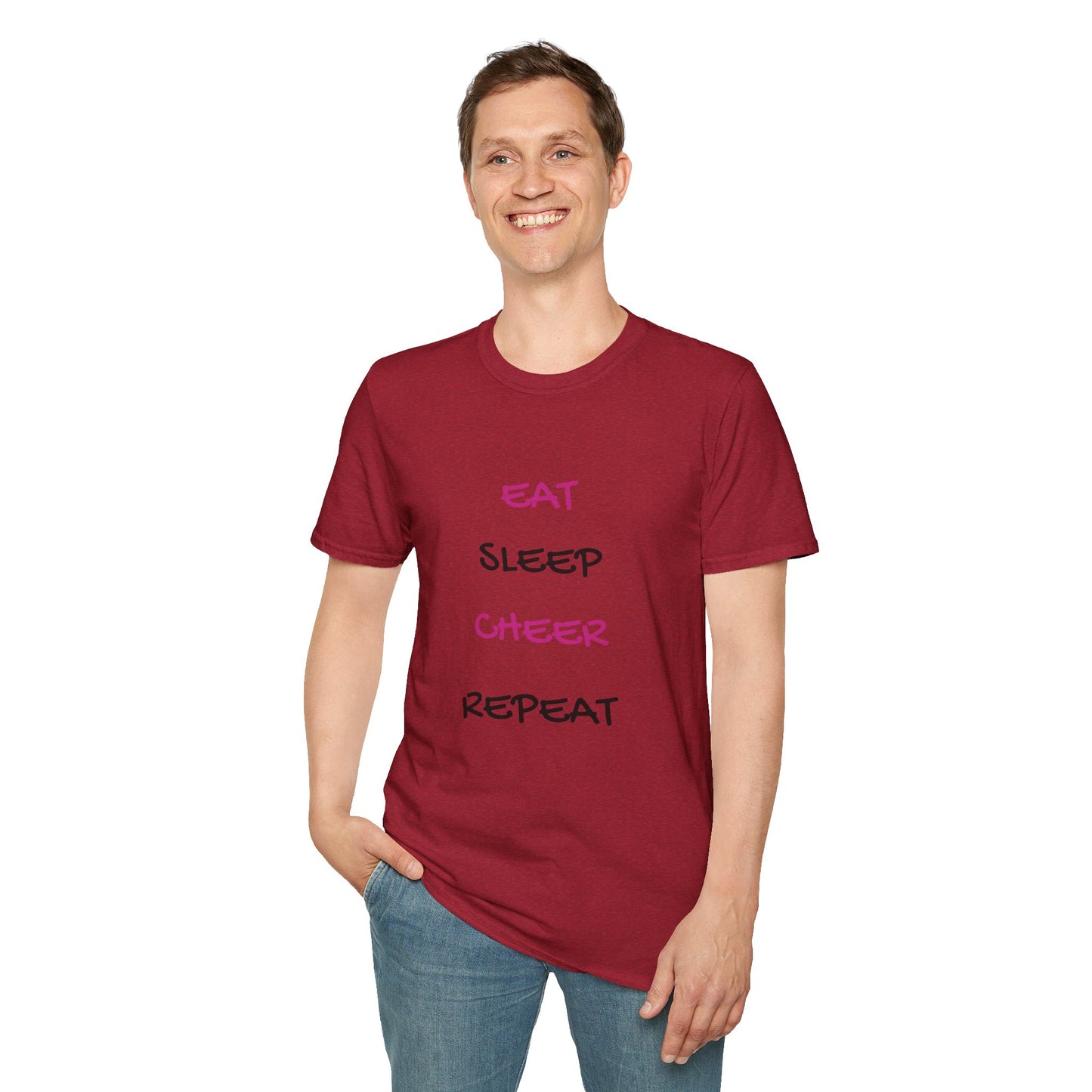 EAT.SLEEP.CHEER.REPEAT Adult T-Shirt