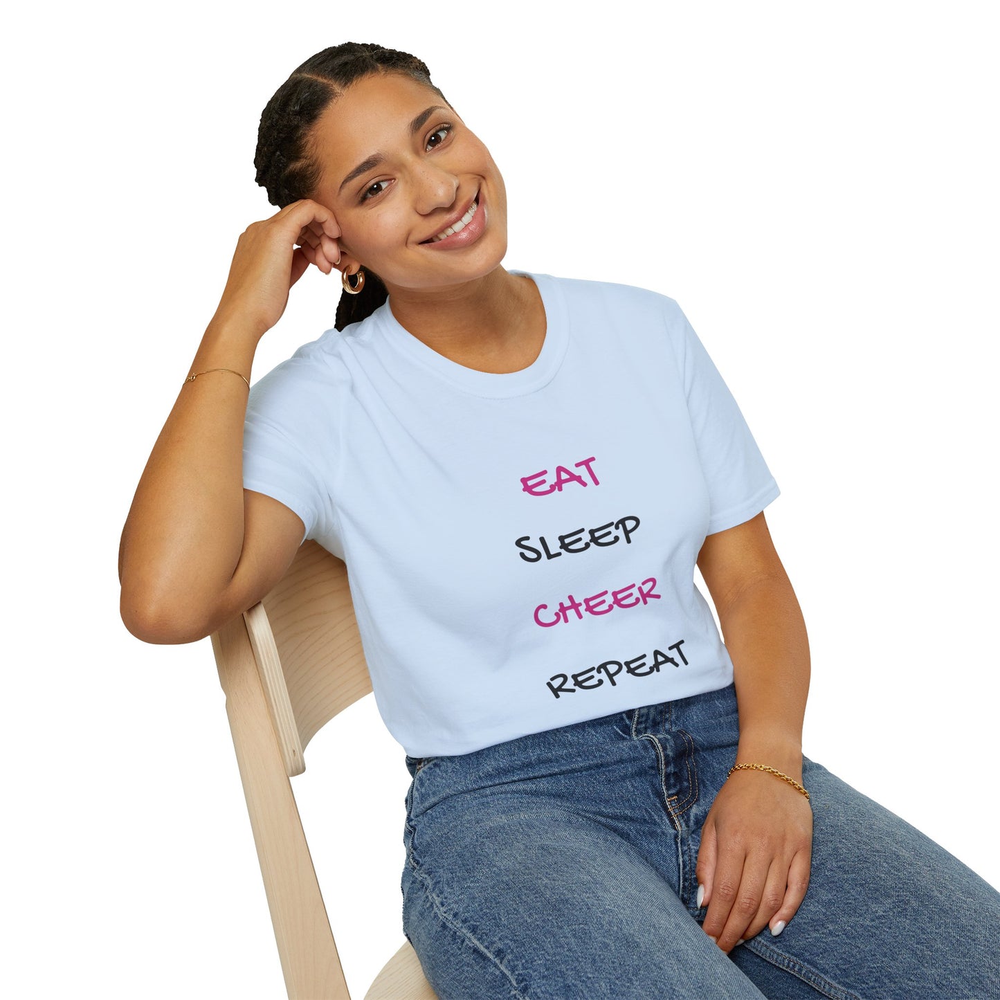 EAT.SLEEP.CHEER.REPEAT Adult T-Shirt