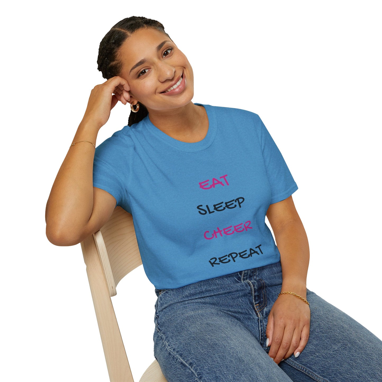 EAT.SLEEP.CHEER.REPEAT Adult T-Shirt