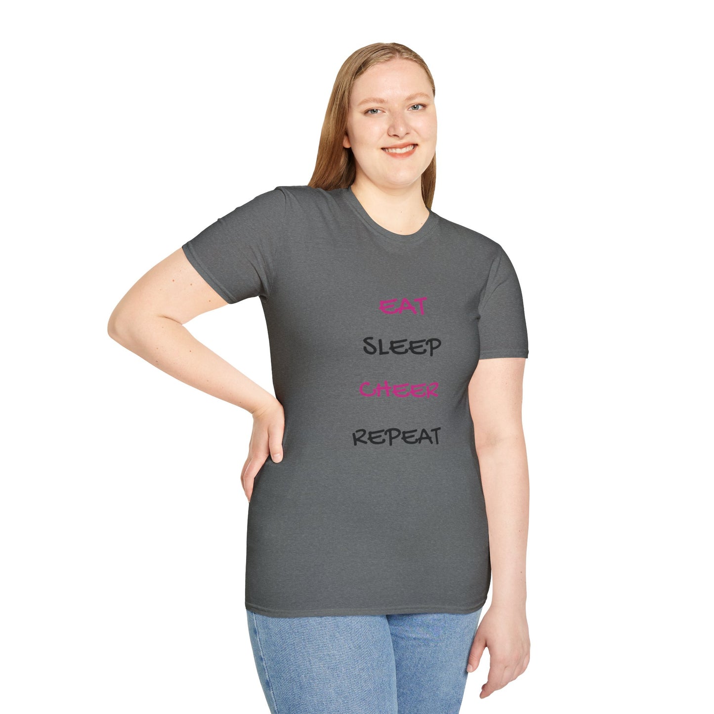 EAT.SLEEP.CHEER.REPEAT Adult T-Shirt