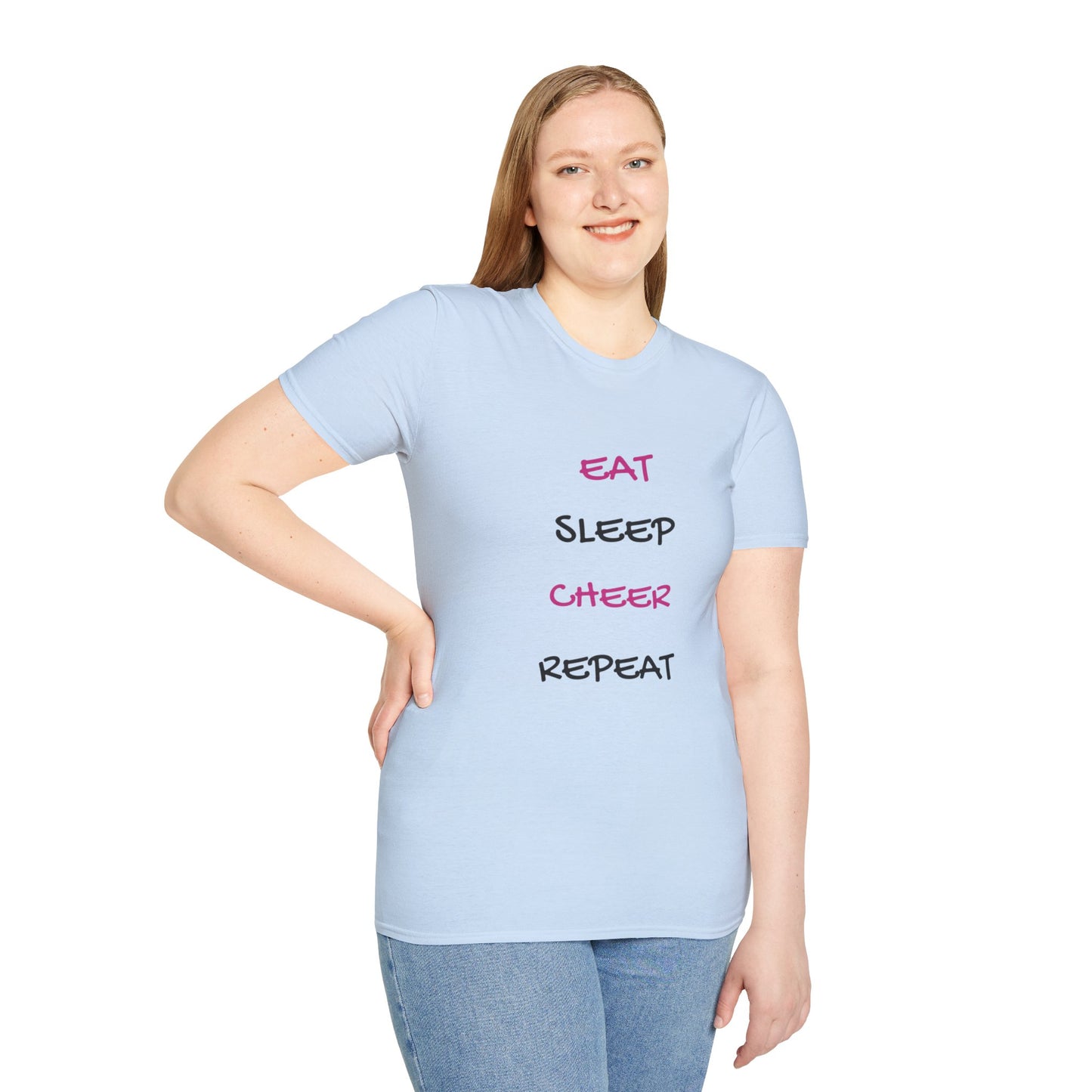 EAT.SLEEP.CHEER.REPEAT Adult T-Shirt