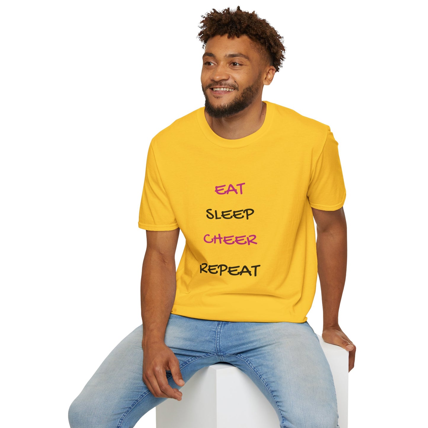 EAT.SLEEP.CHEER.REPEAT Adult T-Shirt
