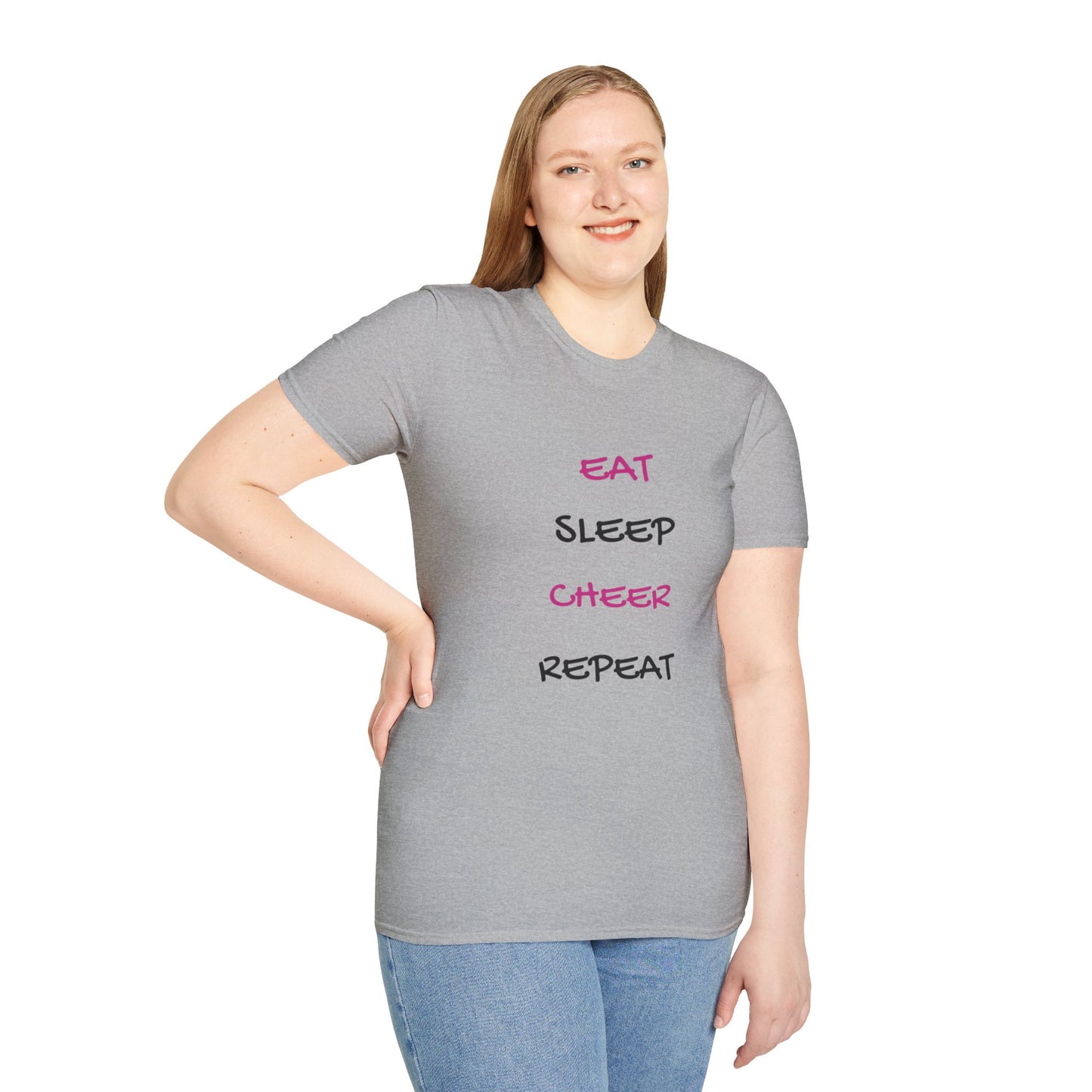 EAT.SLEEP.CHEER.REPEAT Adult T-Shirt