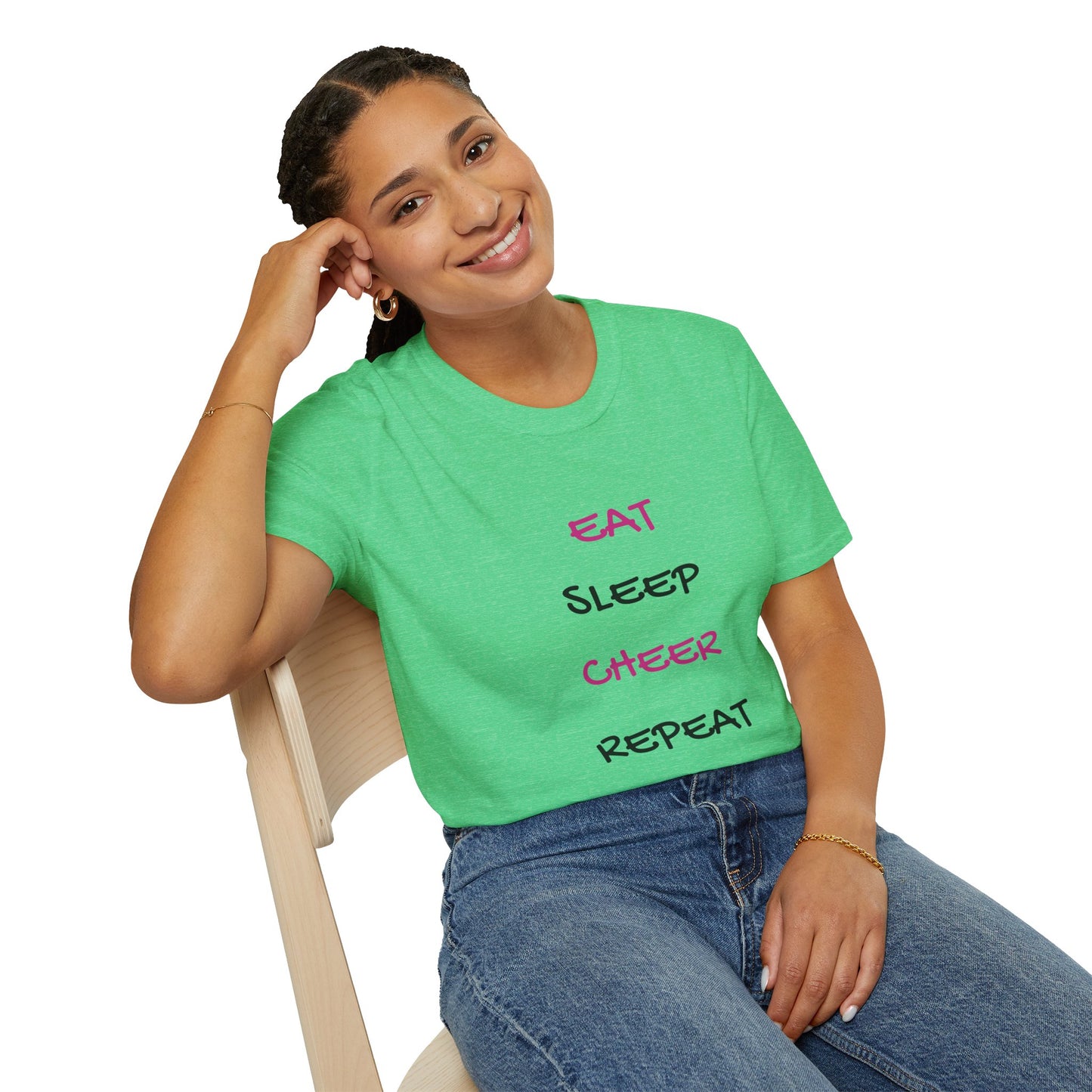 EAT.SLEEP.CHEER.REPEAT Adult T-Shirt