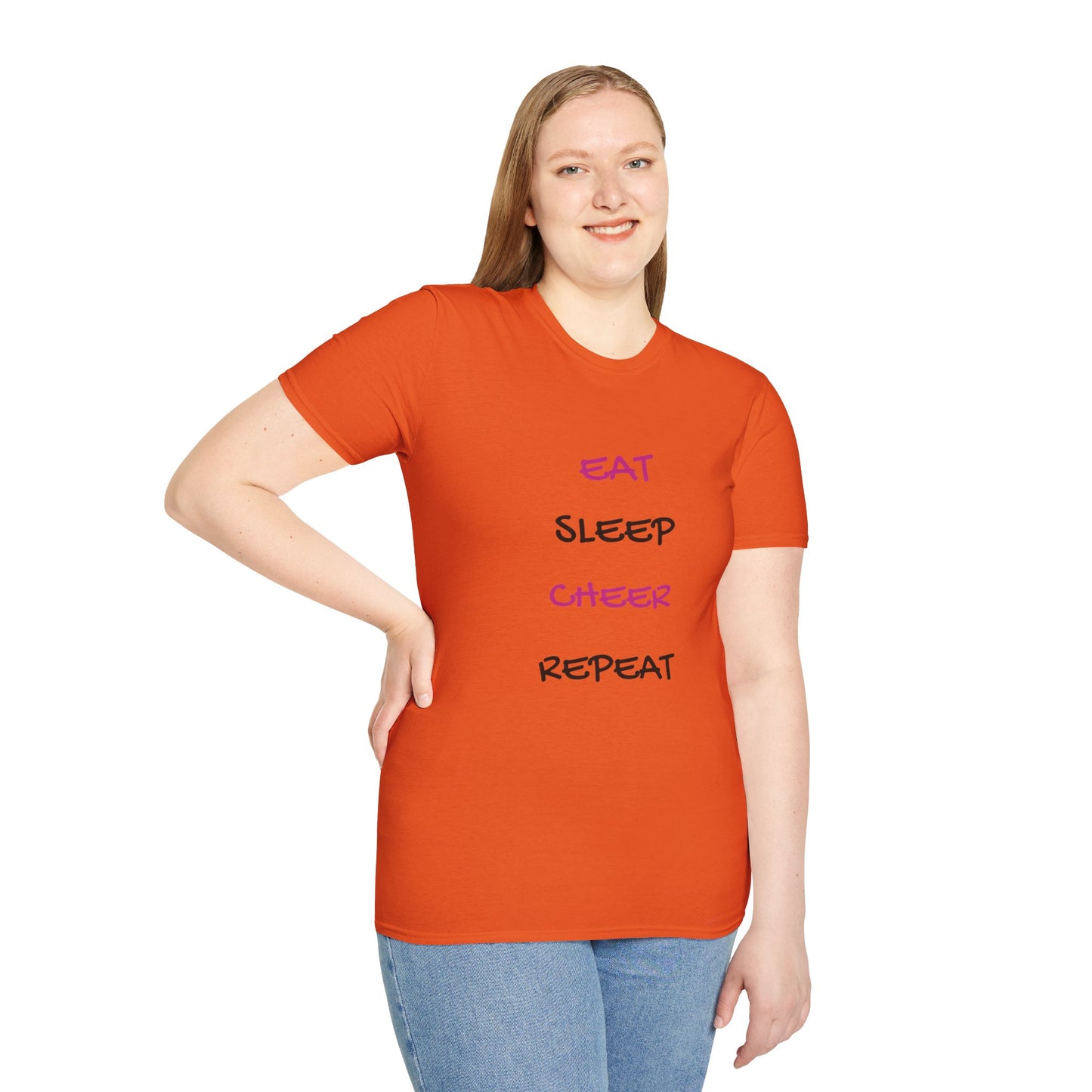 EAT.SLEEP.CHEER.REPEAT Adult T-Shirt