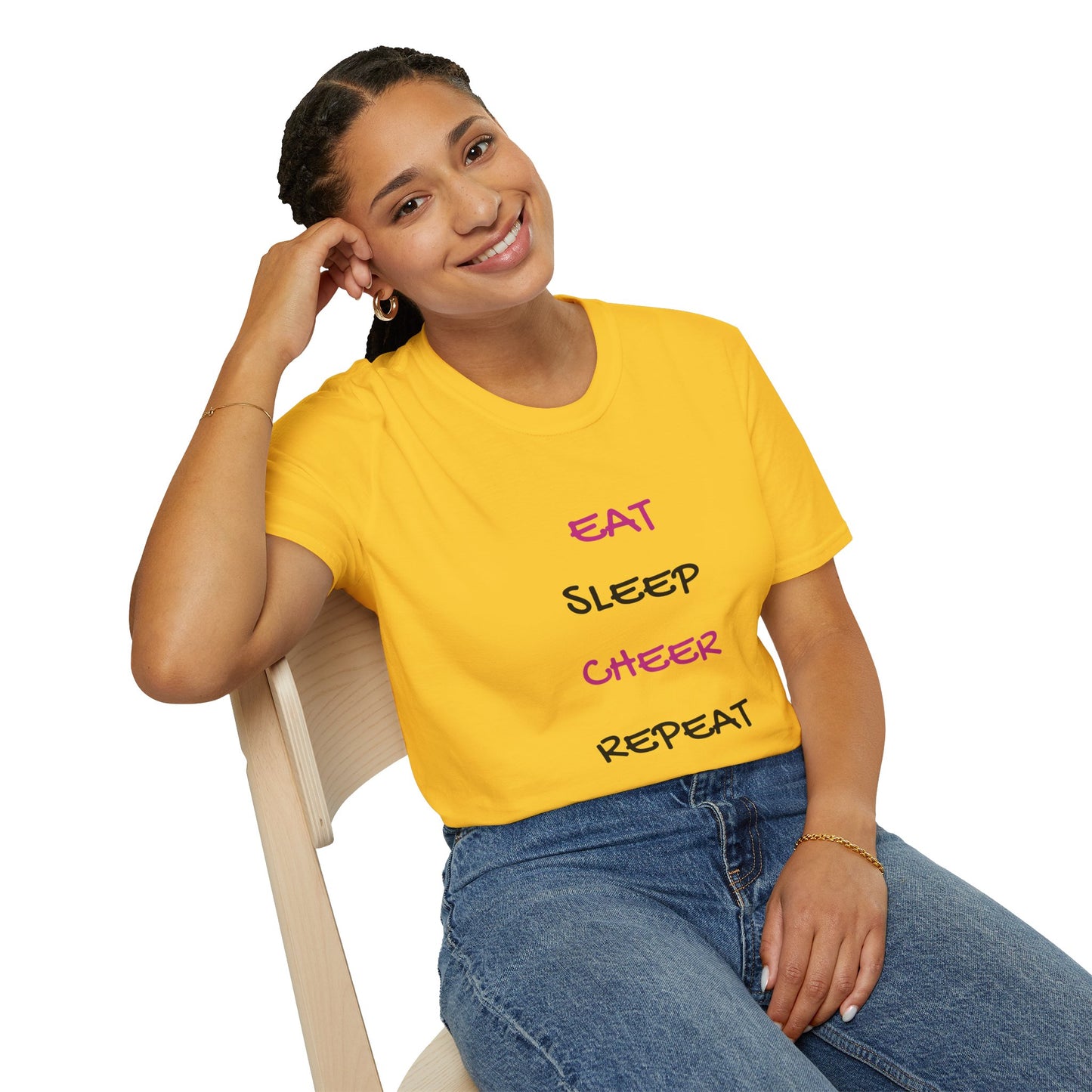 EAT.SLEEP.CHEER.REPEAT Adult T-Shirt