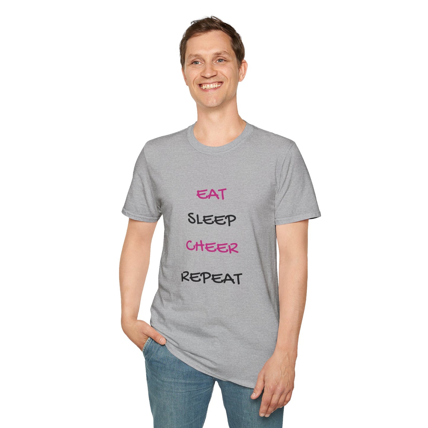 EAT.SLEEP.CHEER.REPEAT Adult T-Shirt