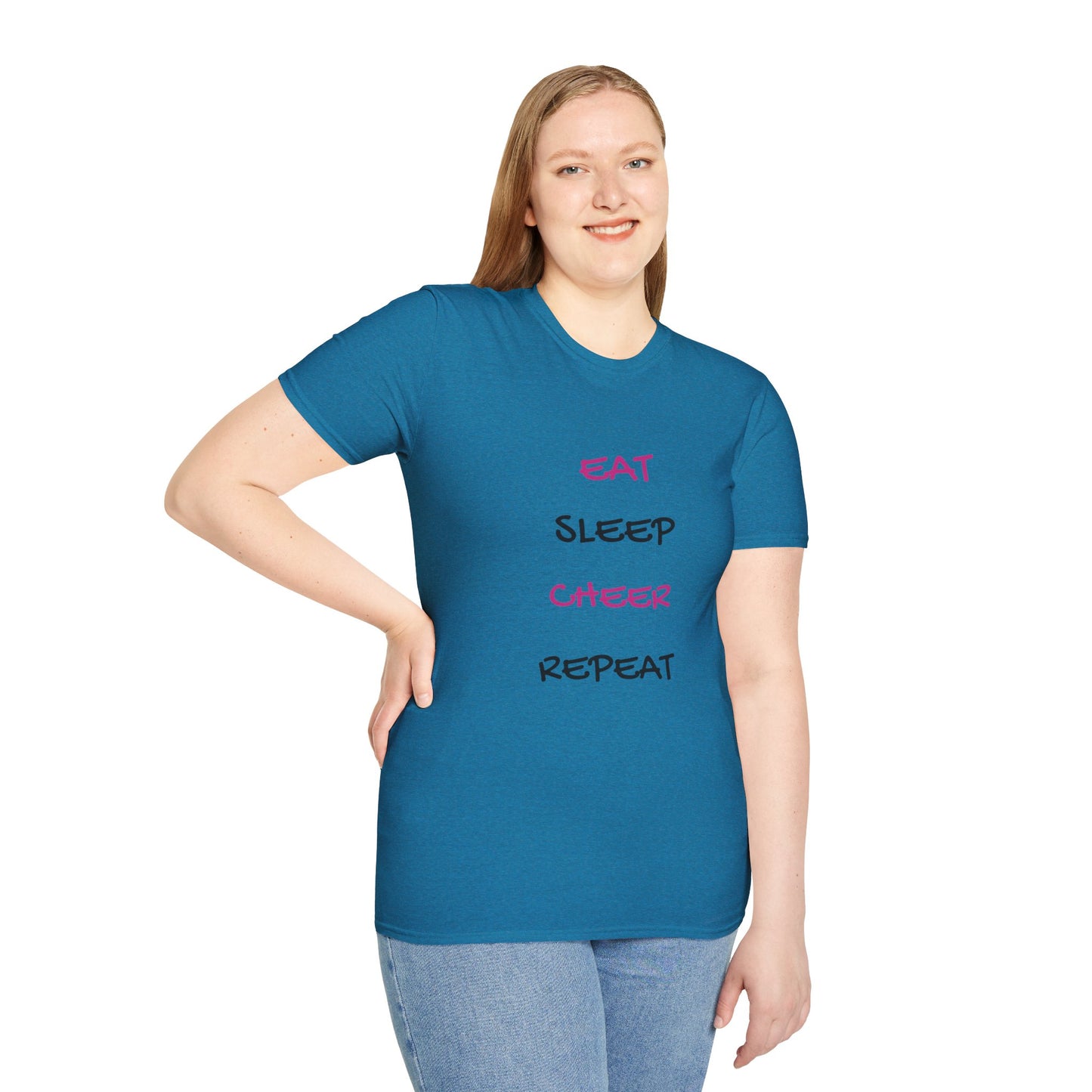 EAT.SLEEP.CHEER.REPEAT Adult T-Shirt
