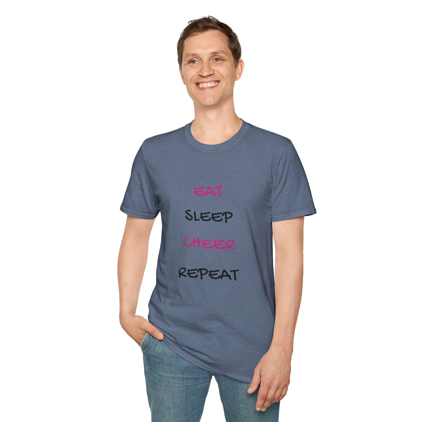 EAT.SLEEP.CHEER.REPEAT Adult T-Shirt
