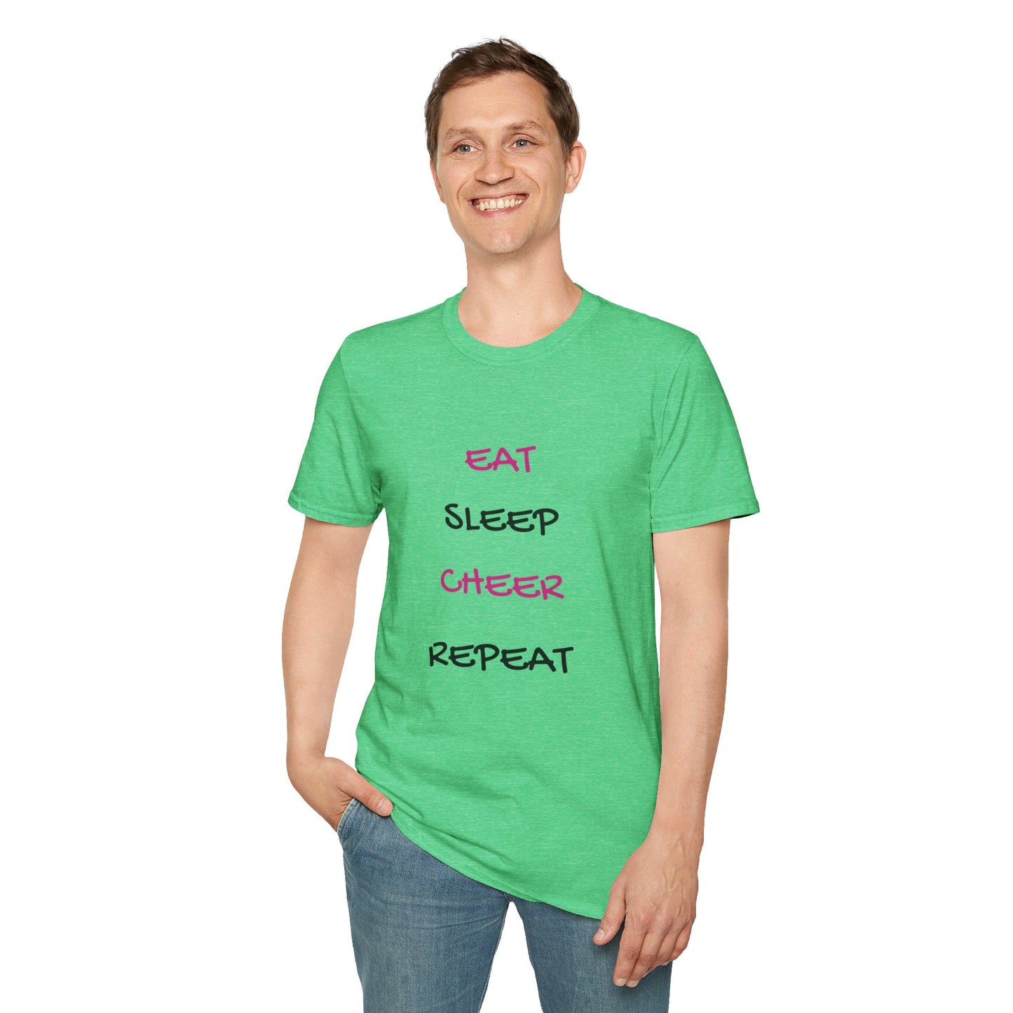 EAT.SLEEP.CHEER.REPEAT Adult T-Shirt