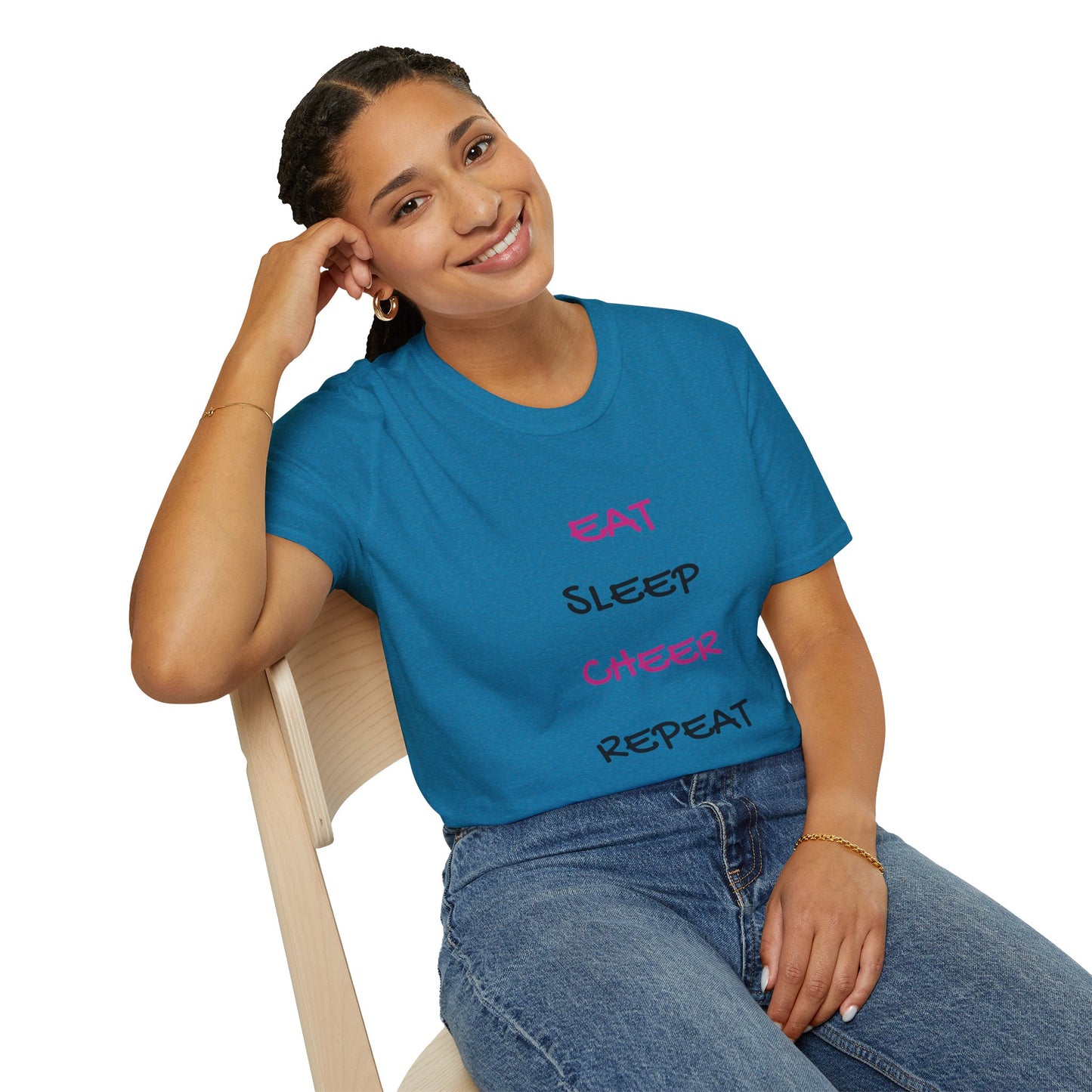 EAT.SLEEP.CHEER.REPEAT Adult T-Shirt