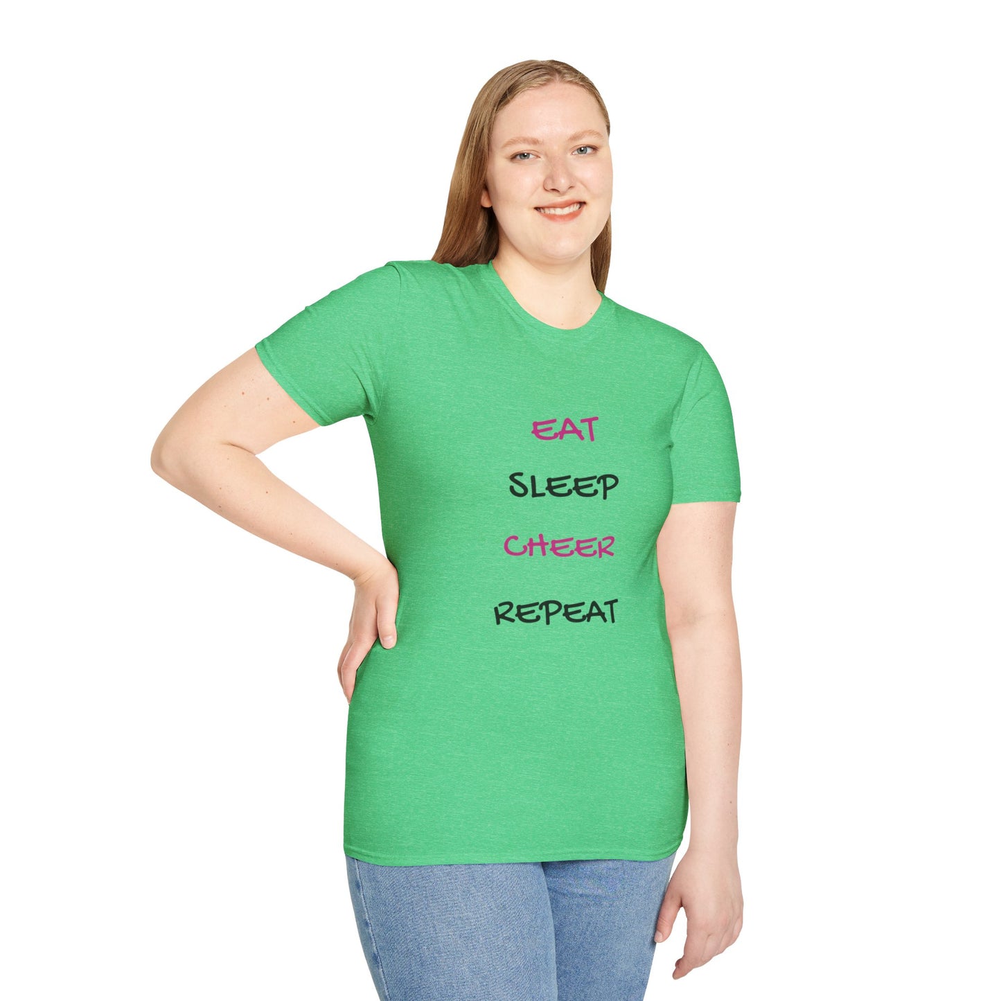 EAT.SLEEP.CHEER.REPEAT Adult T-Shirt