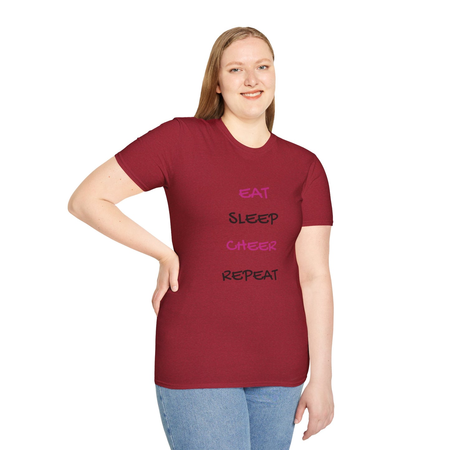 EAT.SLEEP.CHEER.REPEAT Adult T-Shirt