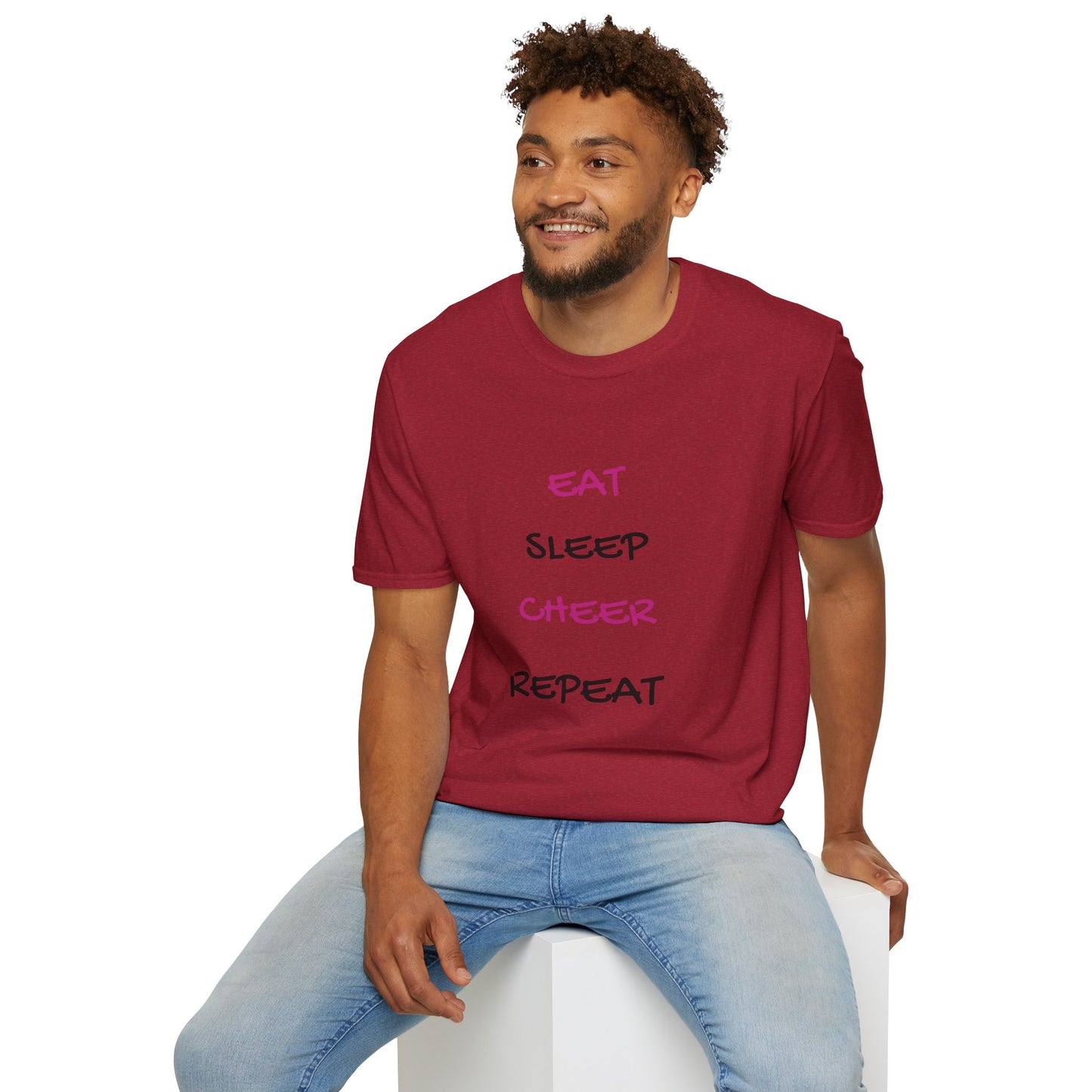 EAT.SLEEP.CHEER.REPEAT Adult T-Shirt