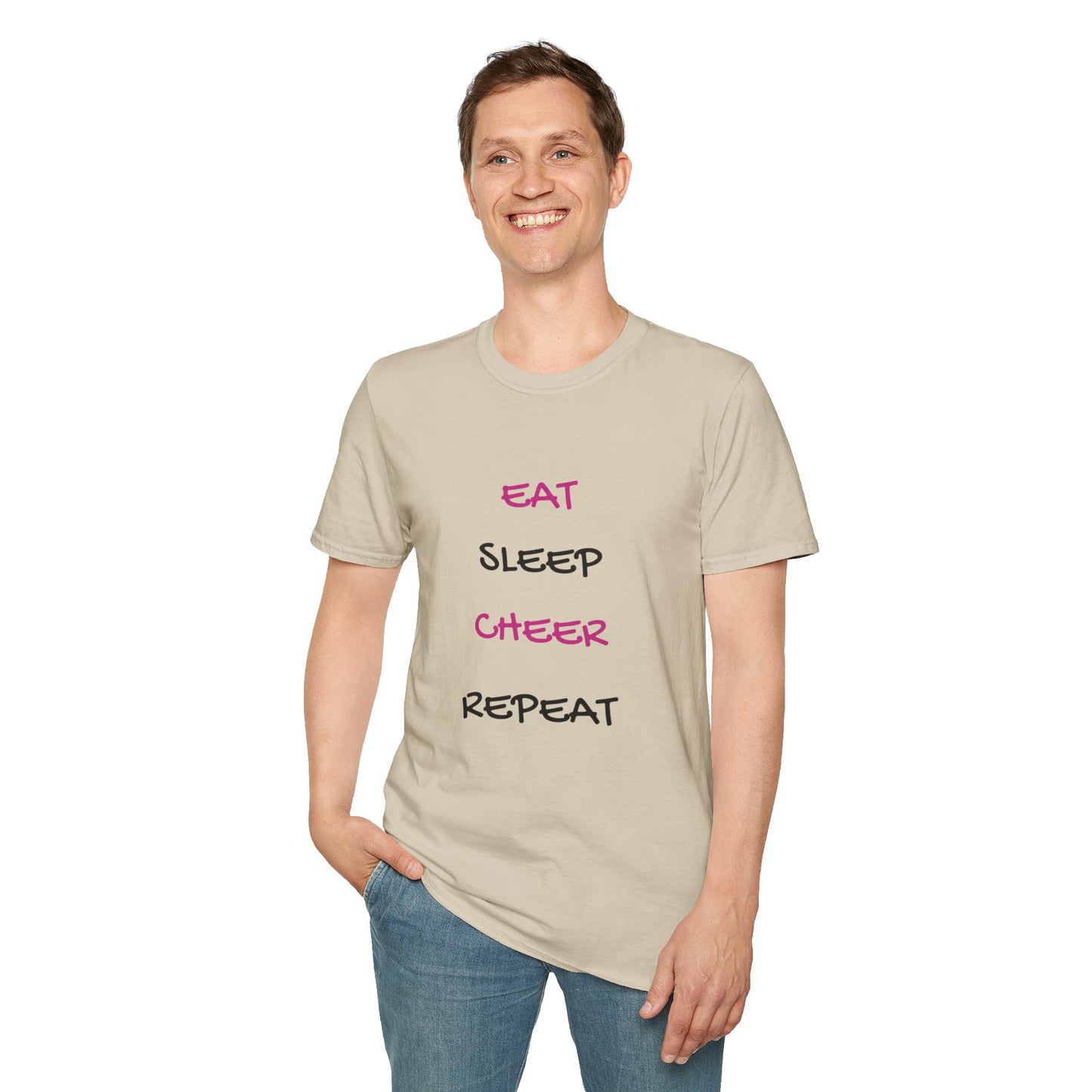 EAT.SLEEP.CHEER.REPEAT Adult T-Shirt