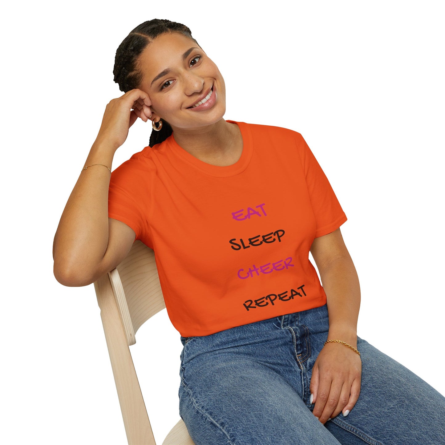 EAT.SLEEP.CHEER.REPEAT Adult T-Shirt