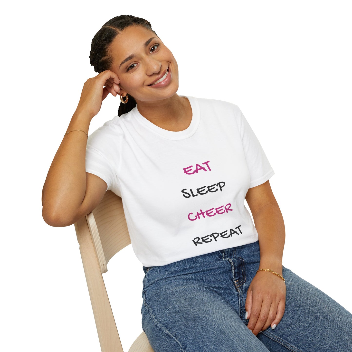 EAT.SLEEP.CHEER.REPEAT Adult T-Shirt