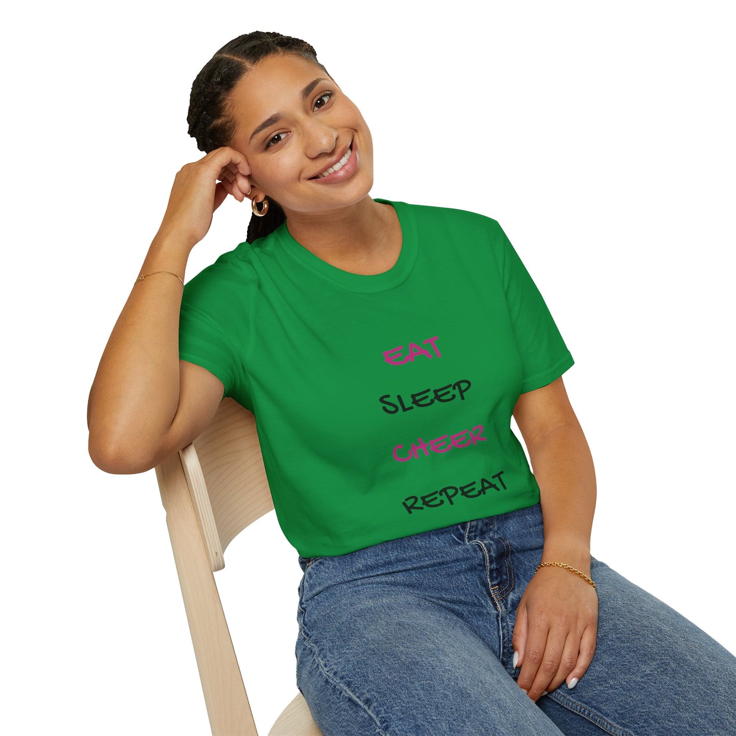 EAT.SLEEP.CHEER.REPEAT Adult T-Shirt