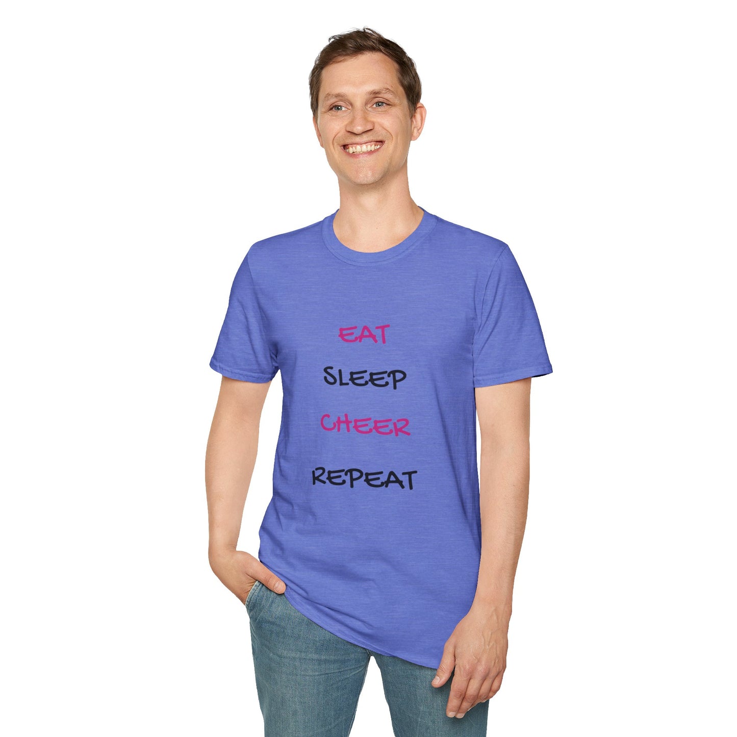 EAT.SLEEP.CHEER.REPEAT Adult T-Shirt