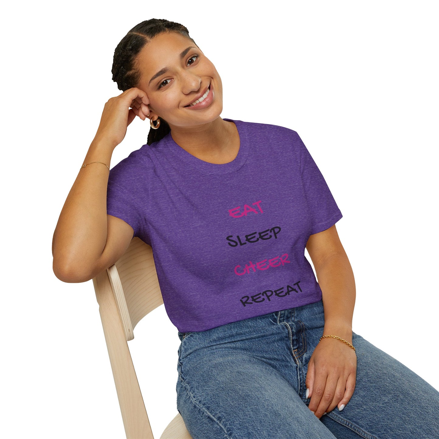 EAT.SLEEP.CHEER.REPEAT Adult T-Shirt