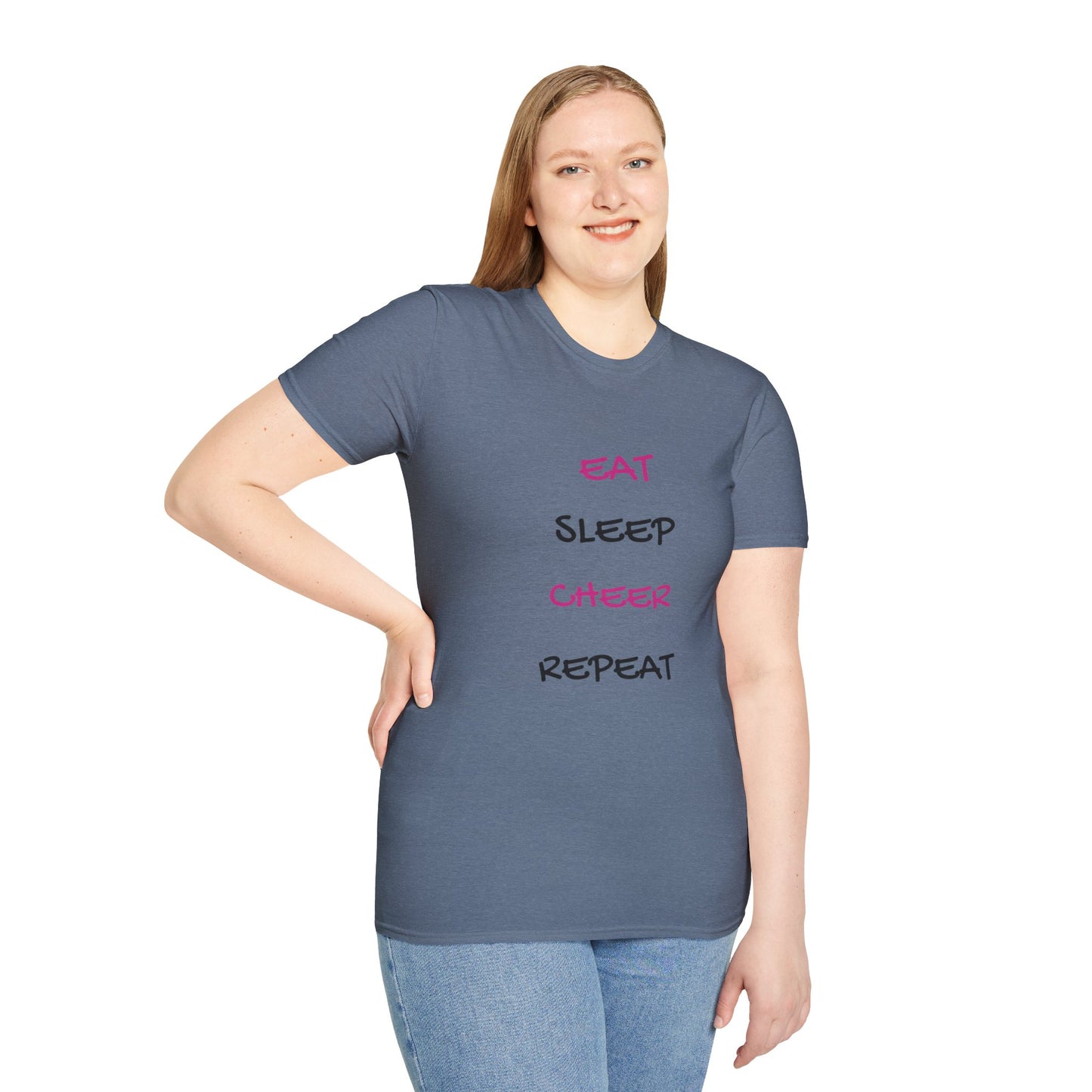 EAT.SLEEP.CHEER.REPEAT Adult T-Shirt