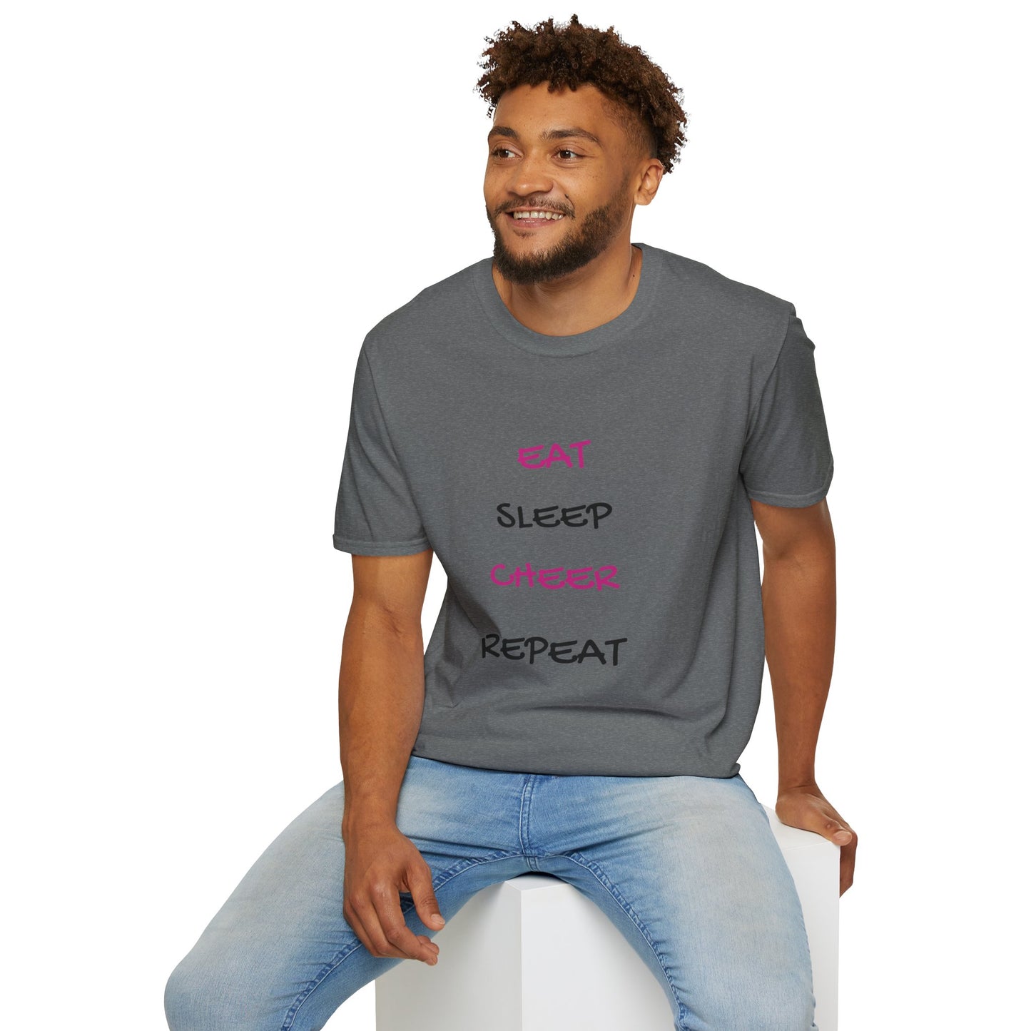 EAT.SLEEP.CHEER.REPEAT Adult T-Shirt