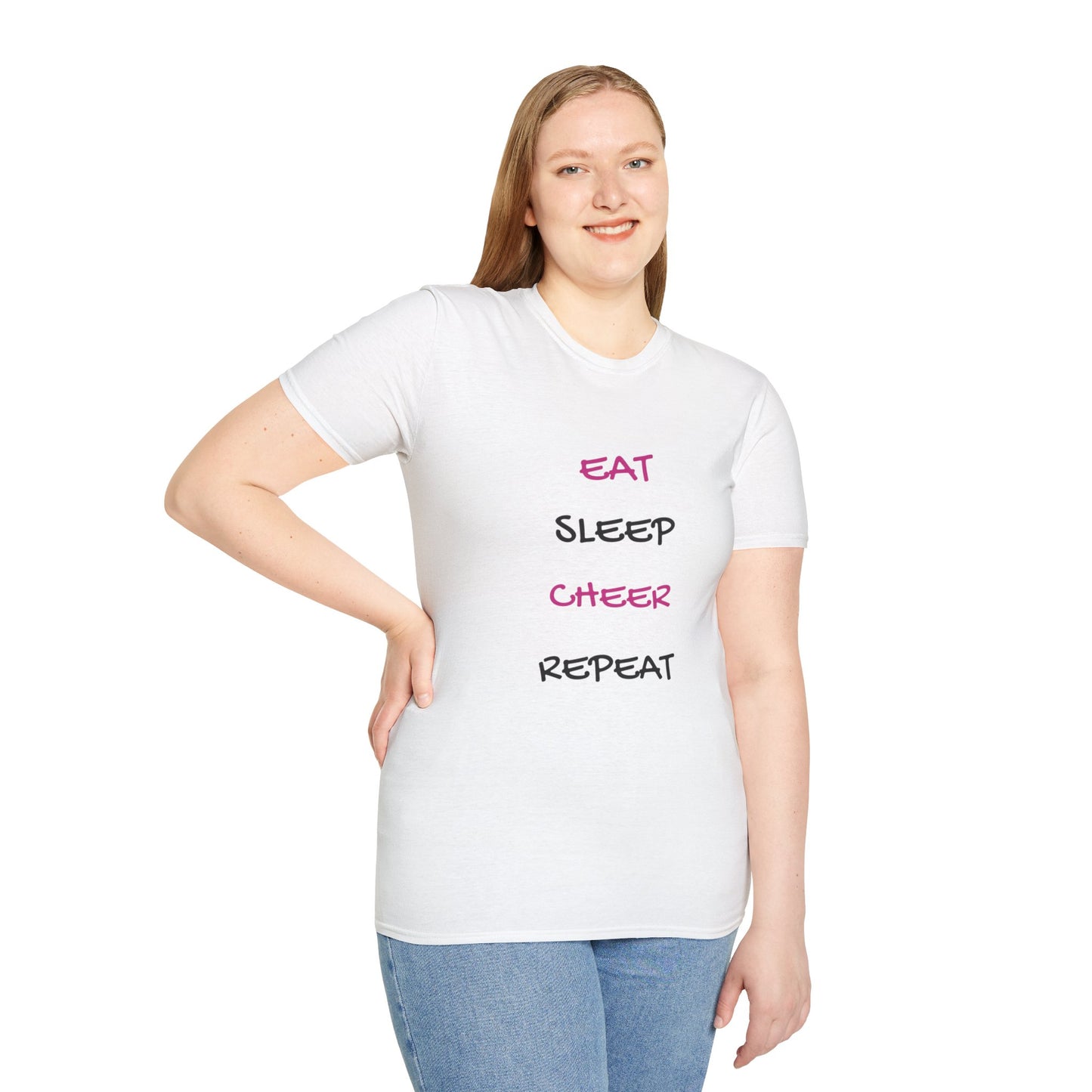 EAT.SLEEP.CHEER.REPEAT Adult T-Shirt