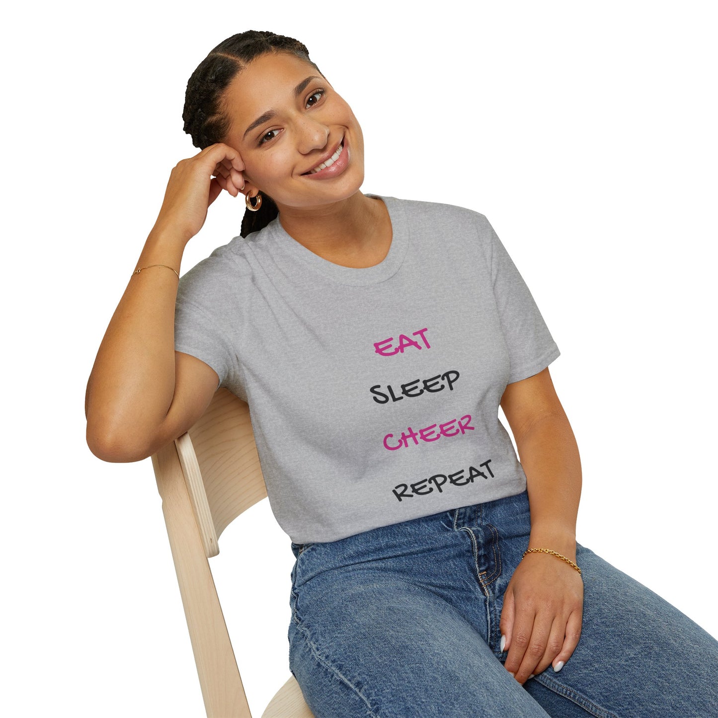 EAT.SLEEP.CHEER.REPEAT Adult T-Shirt