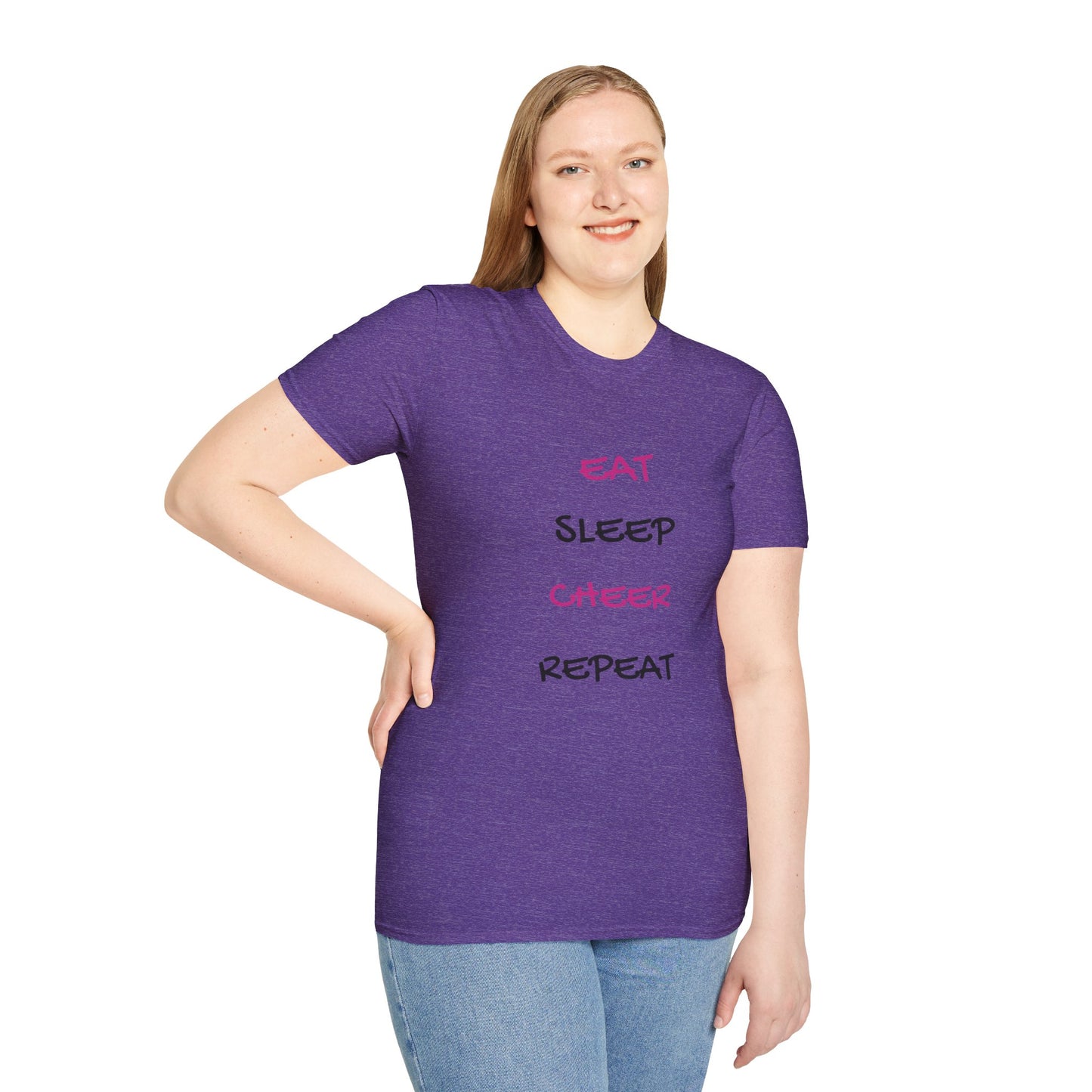 EAT.SLEEP.CHEER.REPEAT Adult T-Shirt