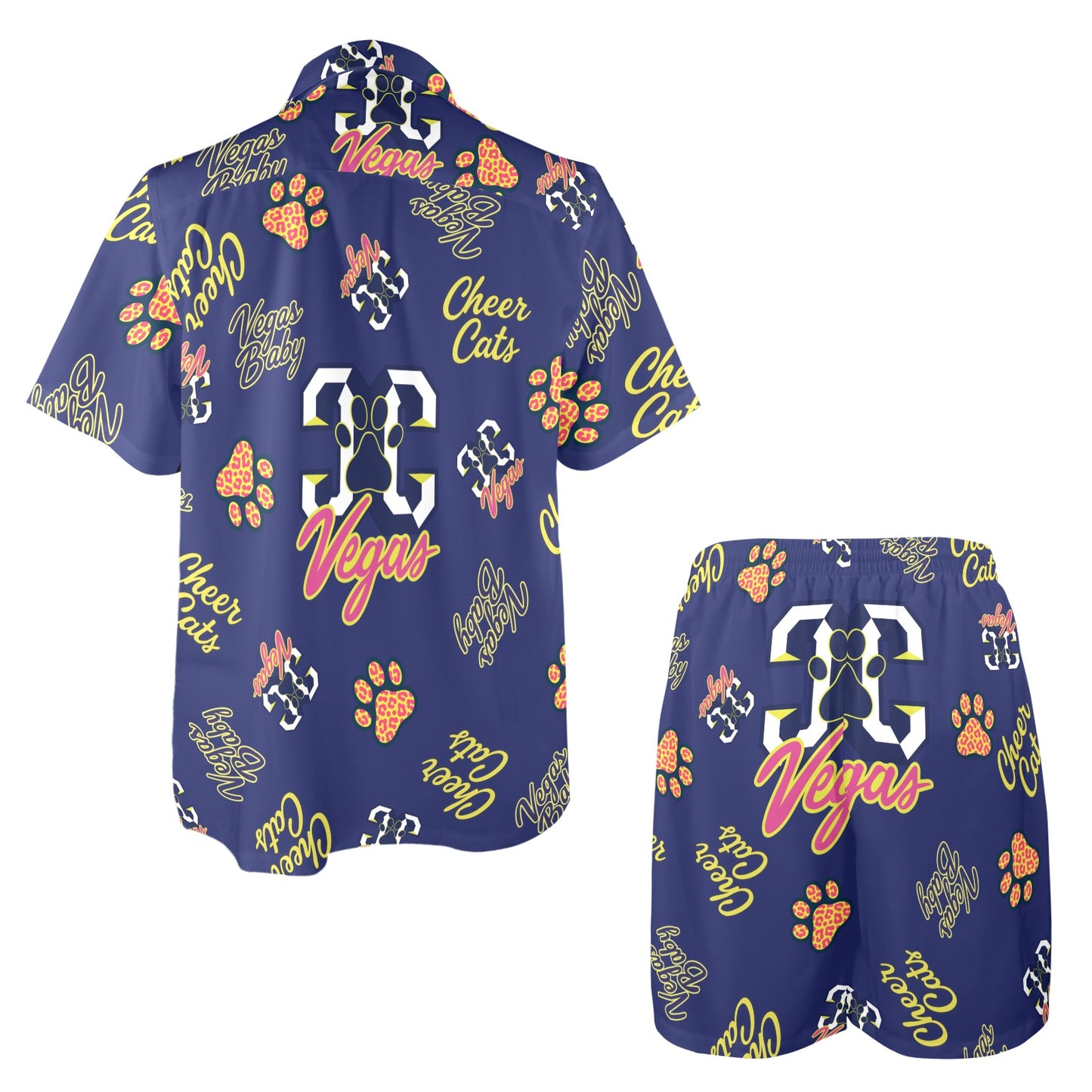 CheerCats Navy Day 2 Men's Shirt and Shorts Outfit with Pockets