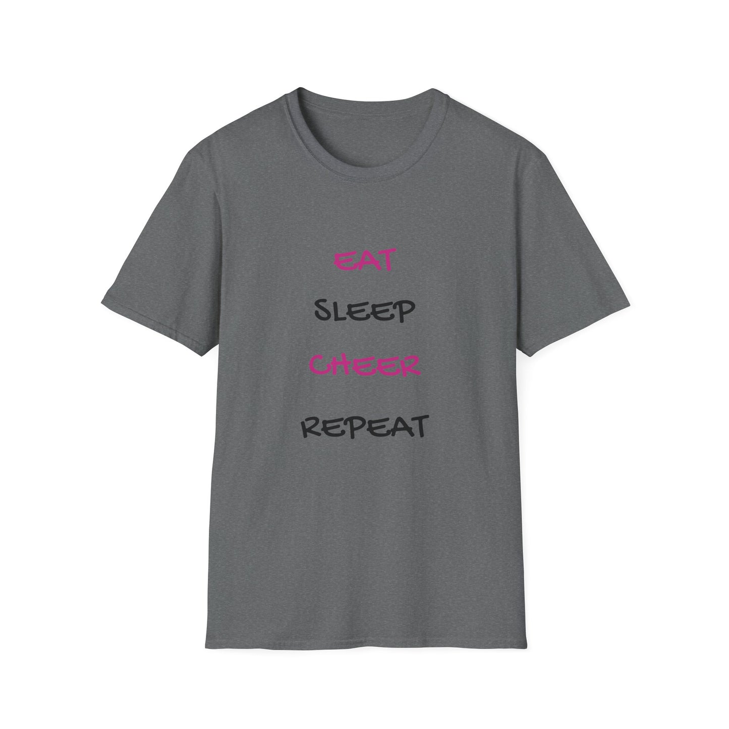 EAT.SLEEP.CHEER.REPEAT Adult T-Shirt