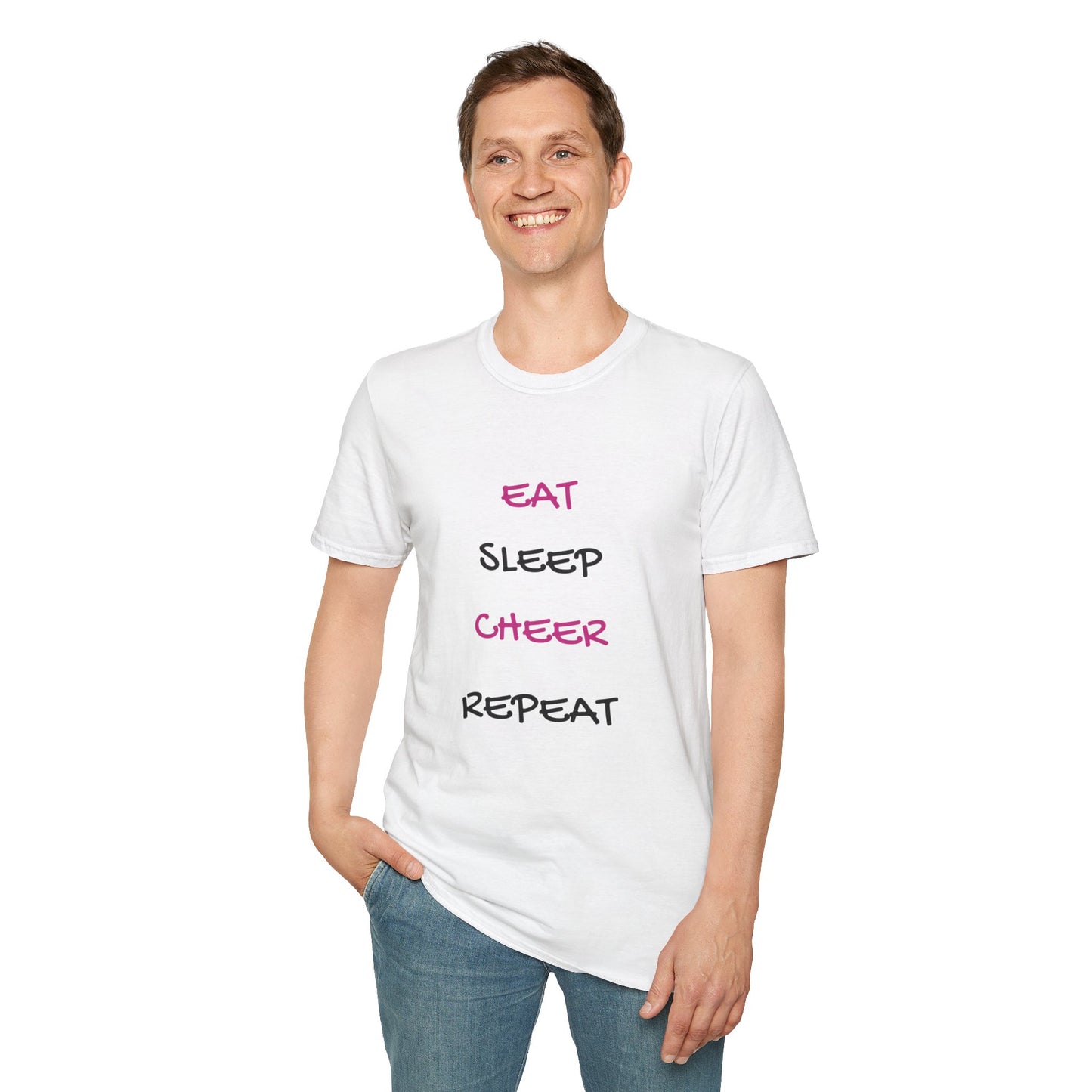 EAT.SLEEP.CHEER.REPEAT Adult T-Shirt