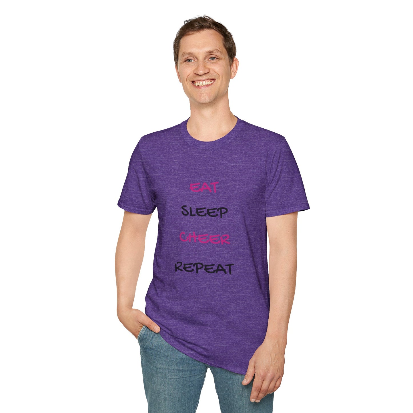 EAT.SLEEP.CHEER.REPEAT Adult T-Shirt
