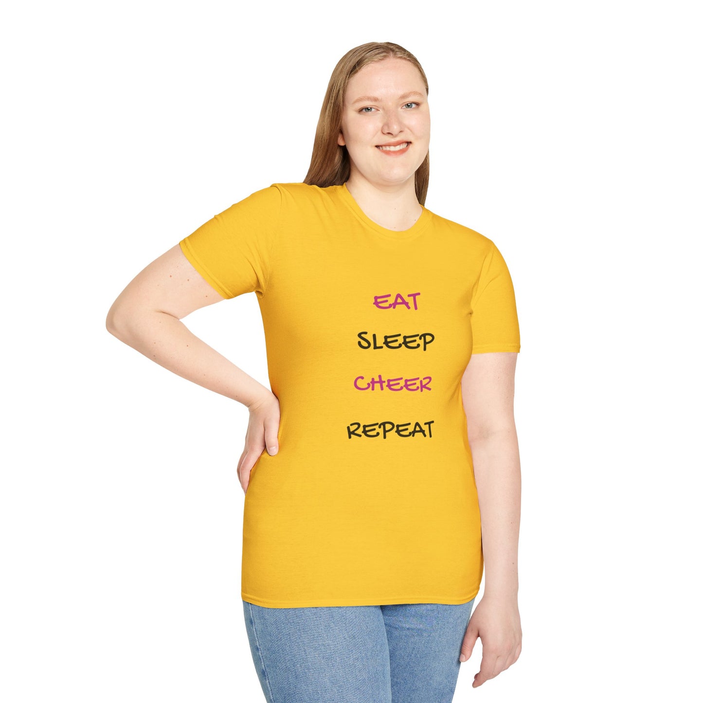 EAT.SLEEP.CHEER.REPEAT Adult T-Shirt