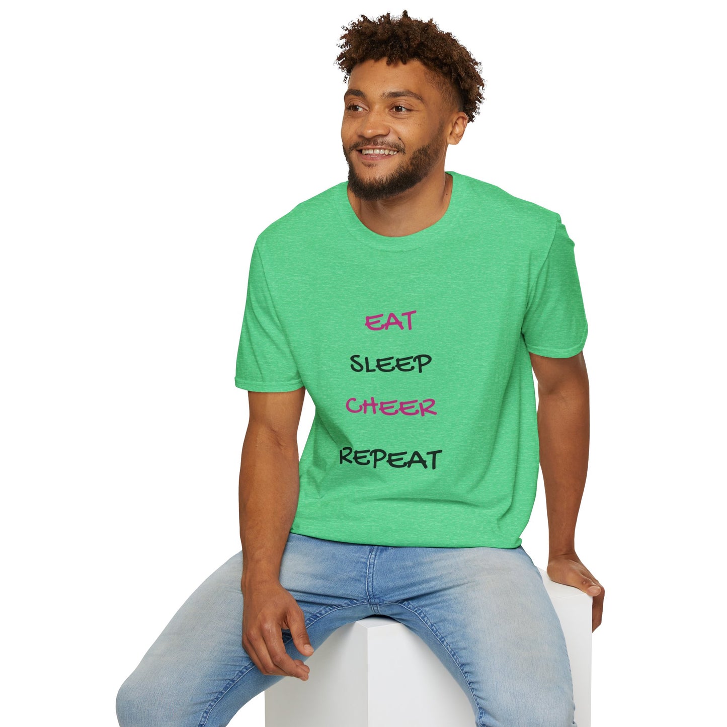 EAT.SLEEP.CHEER.REPEAT Adult T-Shirt
