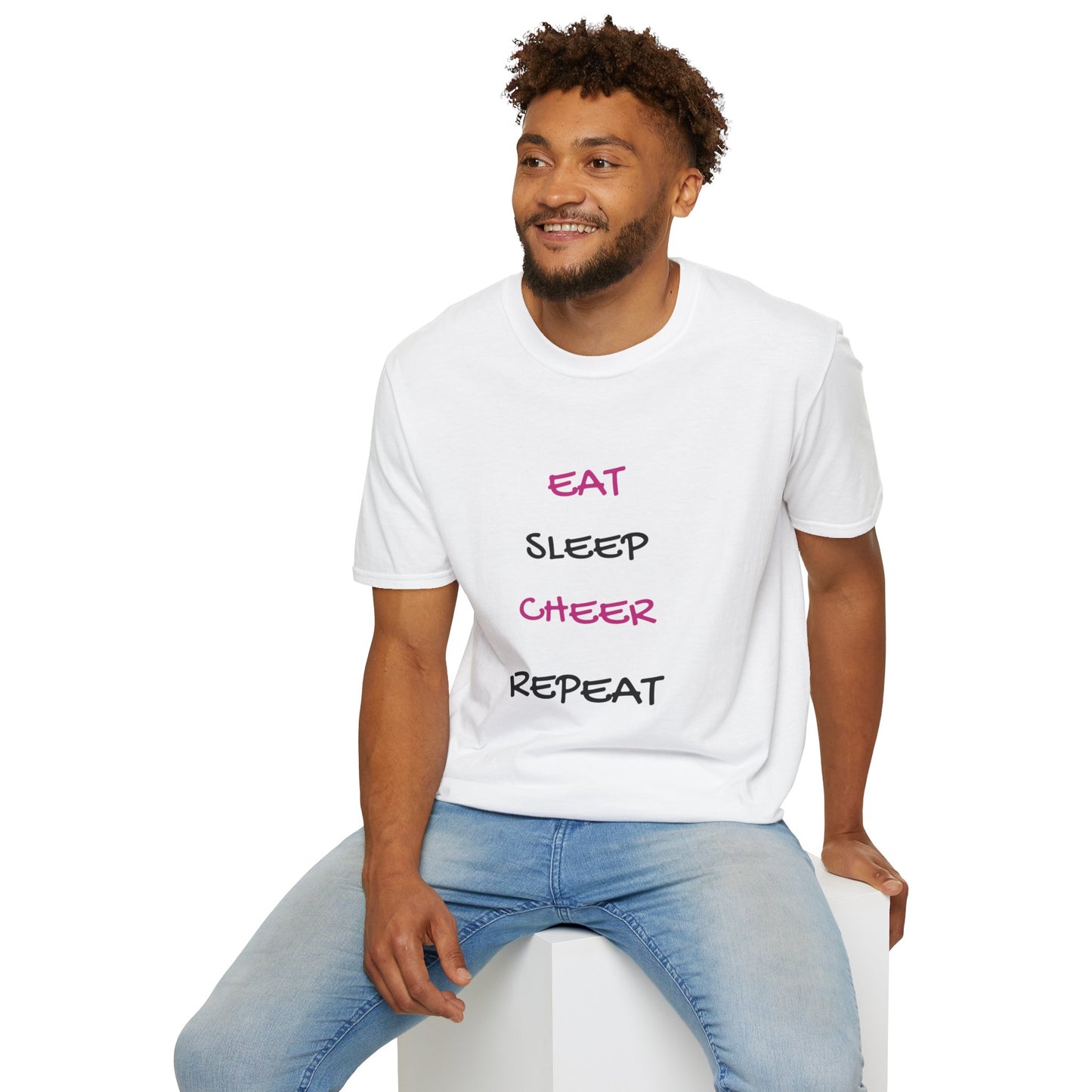 EAT.SLEEP.CHEER.REPEAT Adult T-Shirt