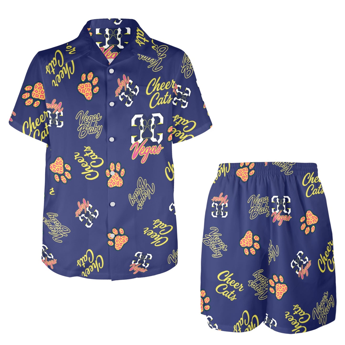 CheerCats Navy Day 2 Men's Shirt and Shorts Outfit with Pockets