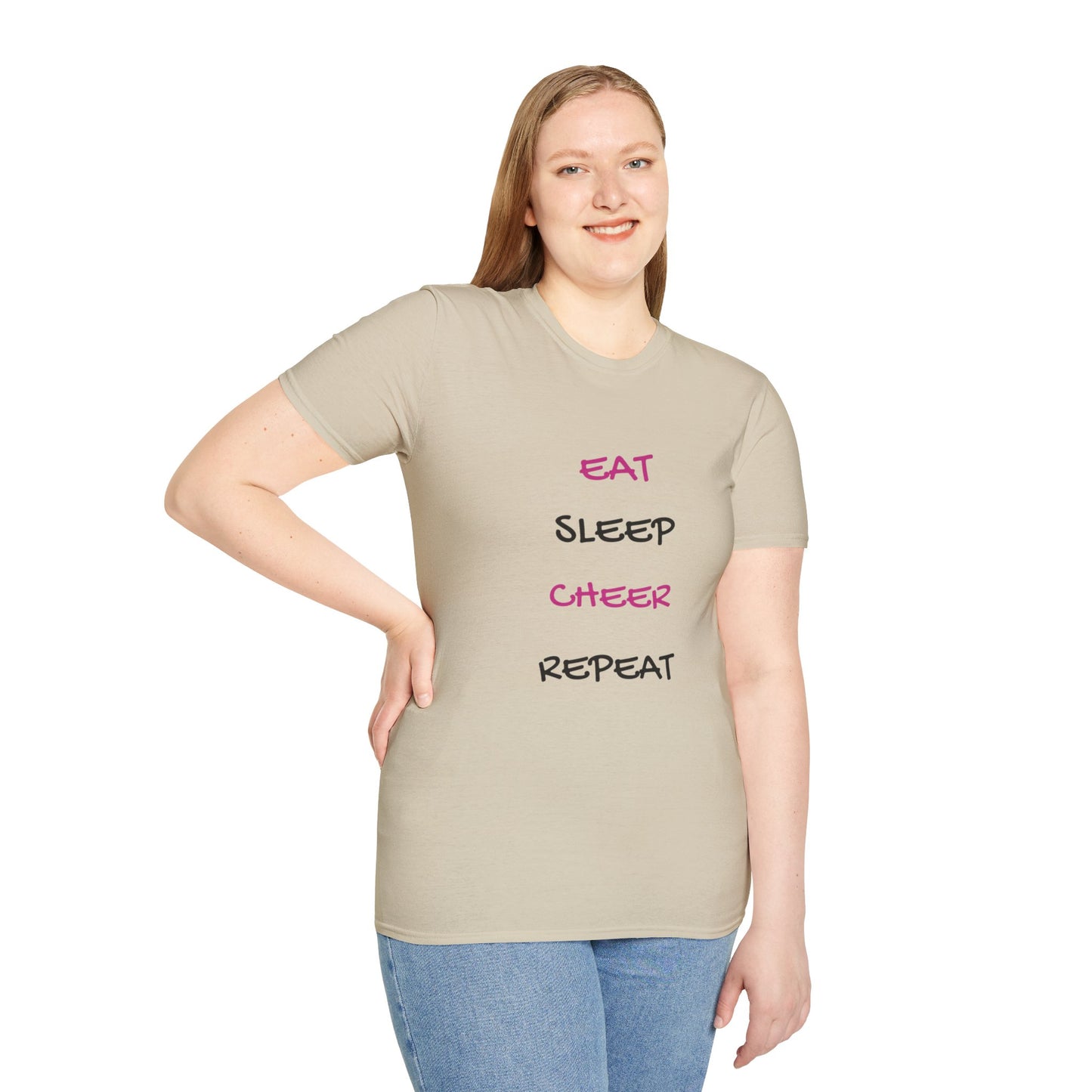 EAT.SLEEP.CHEER.REPEAT Adult T-Shirt