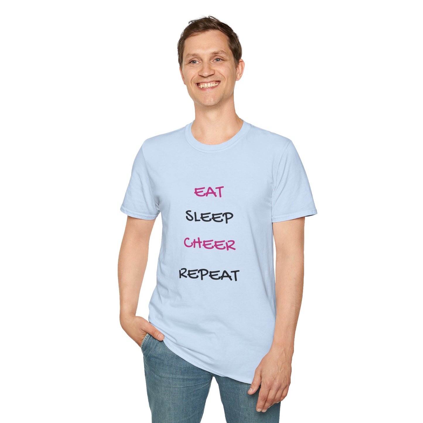EAT.SLEEP.CHEER.REPEAT Adult T-Shirt