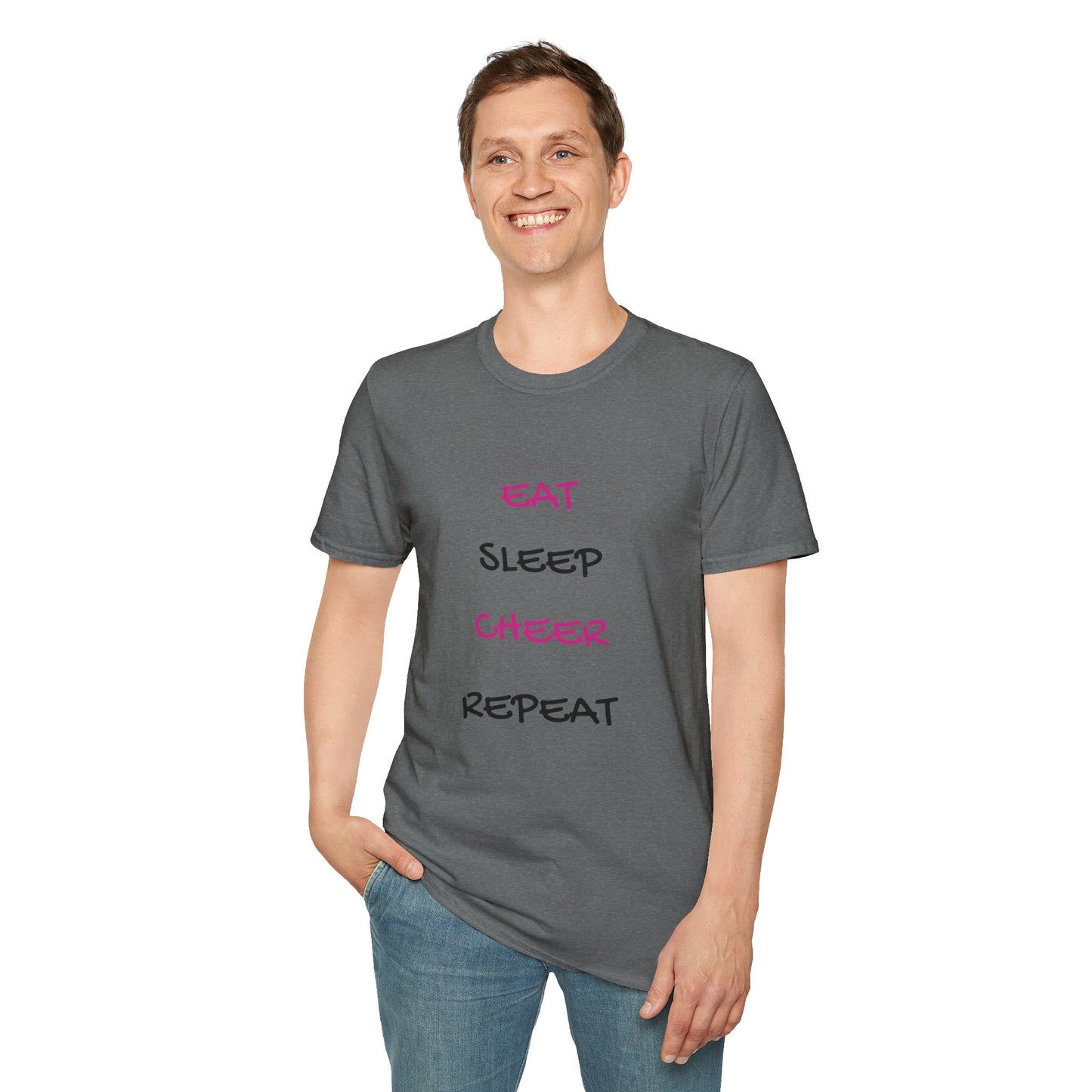 EAT.SLEEP.CHEER.REPEAT Adult T-Shirt