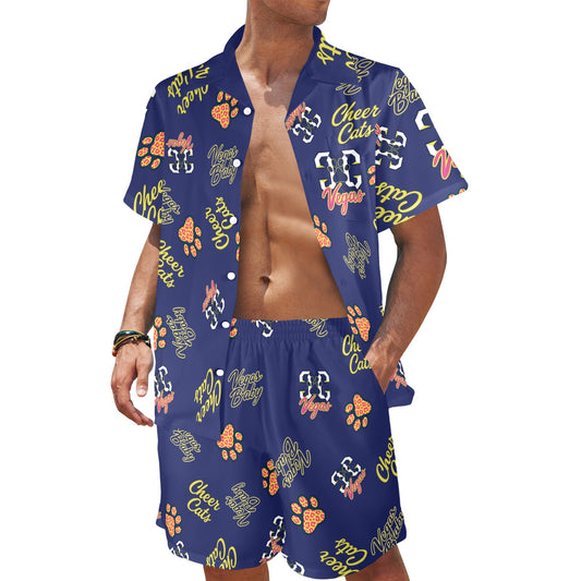 CheerCats Navy Day 2 Men's Shirt and Shorts Outfit with Pockets
